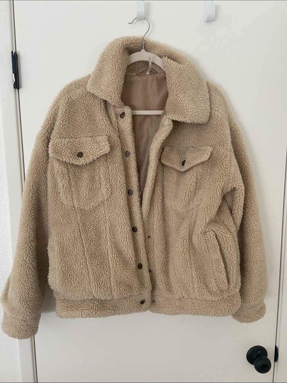 Free People Plush Teddy Jacket in Beige